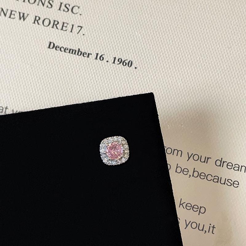 Pink Zircon Bowknot Heart Screw Stud Earrings - Versatile and Sweet Women's Ear Jewelry