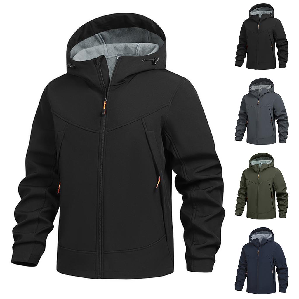 Men's Solid Color Outdoor Mountaineering Waterproof Windproof Fleece Jacket Outdoor Jacket