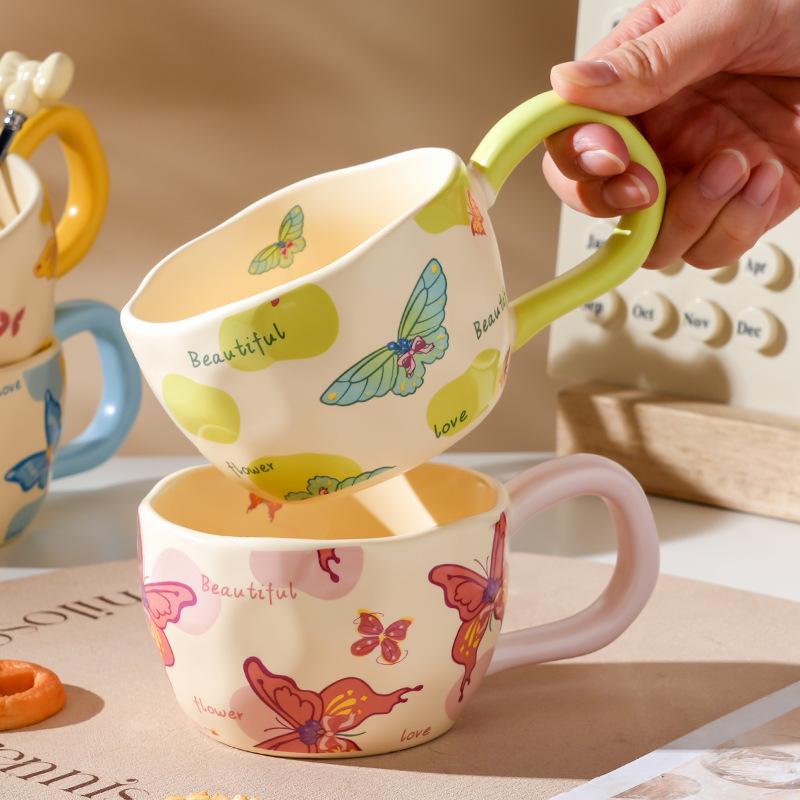 High Value Ins Style Ceramic Cup with Spoon Creative Household Couple Water Cup Gift Box Souvenir High End Sense Mug