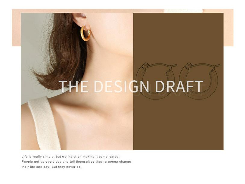 European & American Style Non-Fading Heavy Metal Hoop Earrings - Versatile Simple Titanium Steel Women's Jewelry