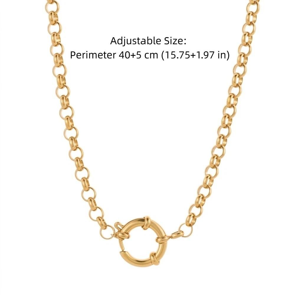 Simple Minimalist Choker Necklace Stainless Steel Collarbone Chain Circular Pendant Necklace  Gift