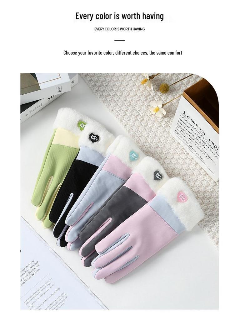 Women's Winter Velvet Touchscreen Gloves: Warm, Waterproof, Windproof, Non-slip, Ideal for Cycling, Driving, and Riding