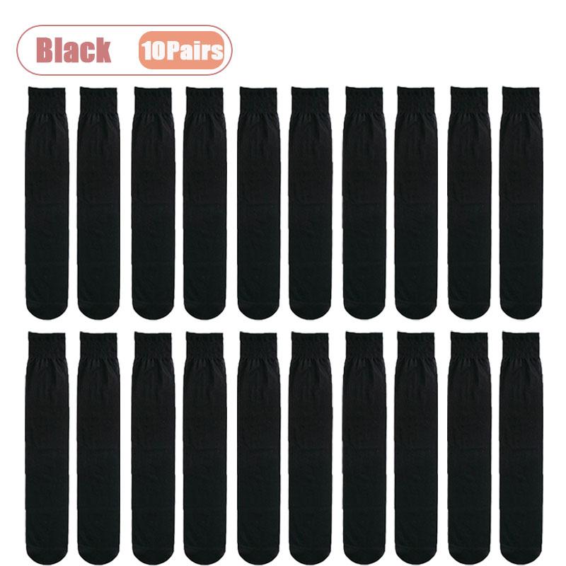1-10Pairs Women‘s Sheer Knee High Stockings Translucent Socks for Spring and Summer Invisible Office Daily Wear