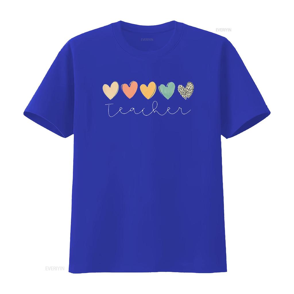 Teacher T Shirt Women Cute Hearts Teaching Boho  Casual Summer Tops vintage Washed Soft Comfortable Slightly streetwear