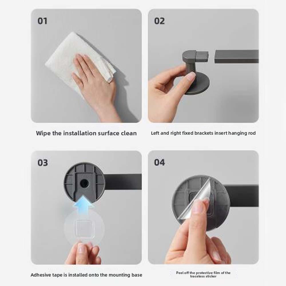 Solid Color Bathroom Towel Rack Wall-mounted Towel Hanger Towel Organizer Shoe Storage Shelf Home