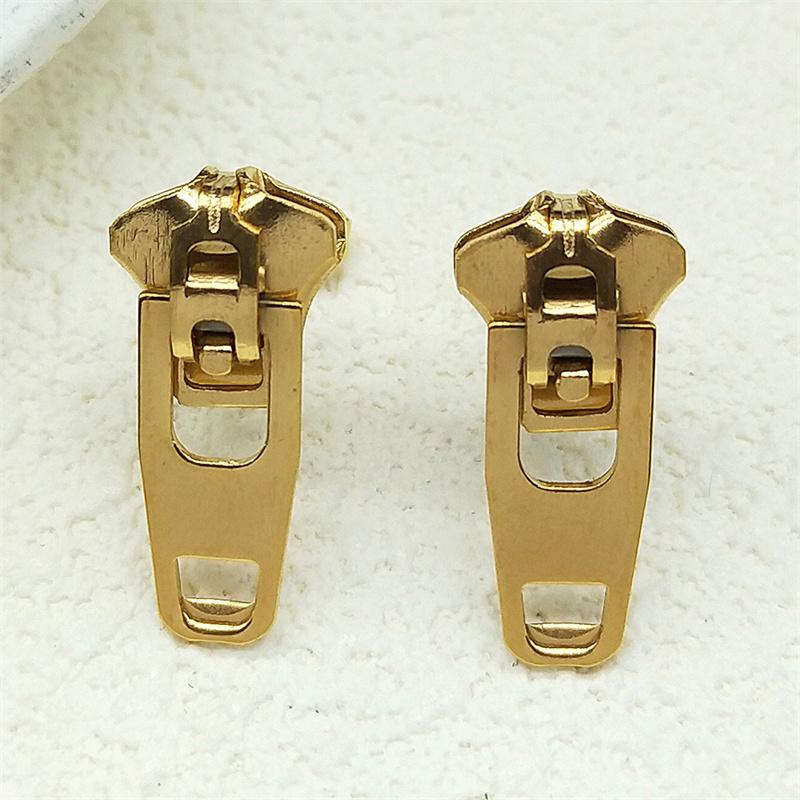 Hiphop Fashion Zipper Ear Studs For Women Men Stainless Steel Gold Color New Trend Male Emo Korean Style Earrings Jewelry Gifts