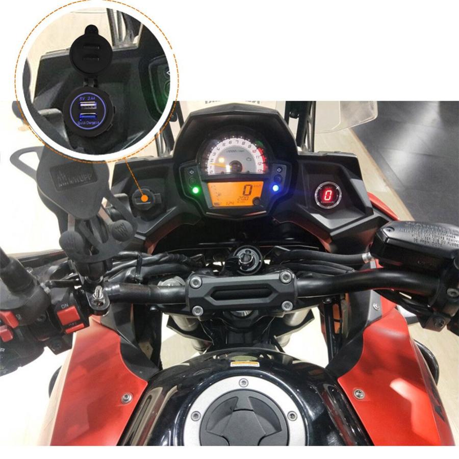 1PCS USB Charger 12V 22A Motorcycle Bike USB QC 3.0 Quick Charger WITH Relay