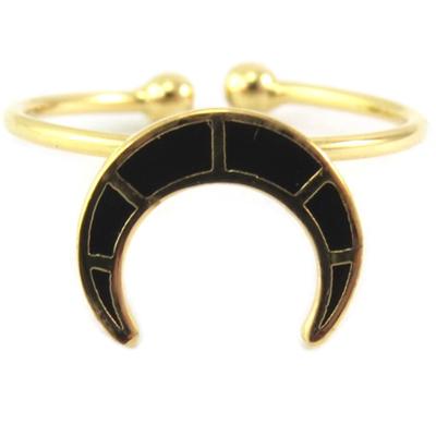 [Q6210] - Handgefertigter Ring 'Luna' Schwarzgold - 11x9 mm