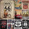 Vintage USA Route  Metal Tin Signs Wall Art Posters  Aluminum Plaque Sign for Garage Cafe Living Room Club Bar Decoration
