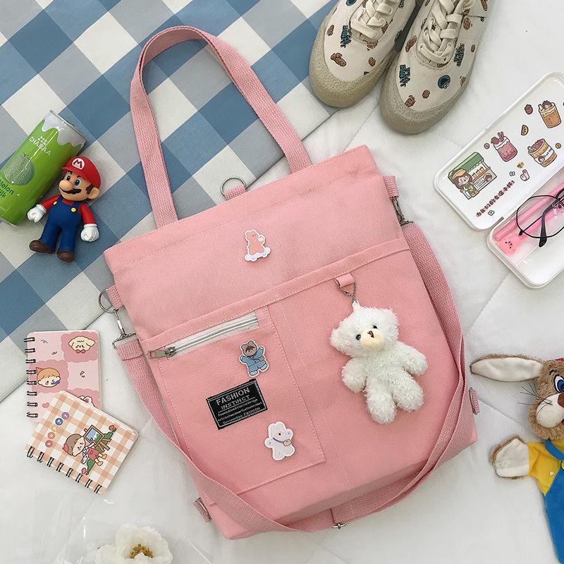 Korean Style Canvas Crossbody Tote - Versatile Large Capacity Fashion Shoulder Bag for Students