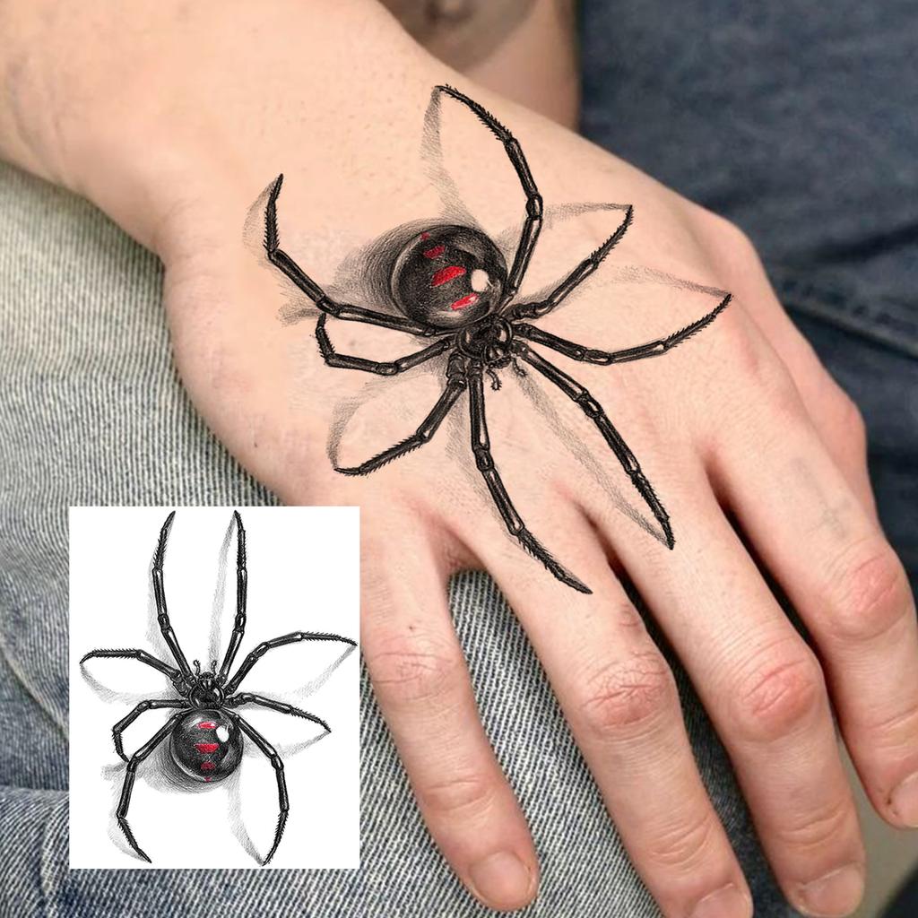 1 list Halloween pavouk žralok můra dočasné tetování pro ruce paže dospělých, dočasná falešná tetovací nálepka dlouhotrvající realistické tetování