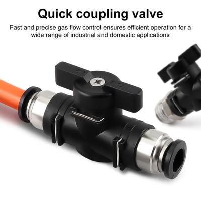 Pneumatic Push In Quick Joint Connector Hand Valve Black BUC 6mm 8mm 10mm 12mm Air Flow Control Valve To Turn Switch Manual Ball Current Limiting