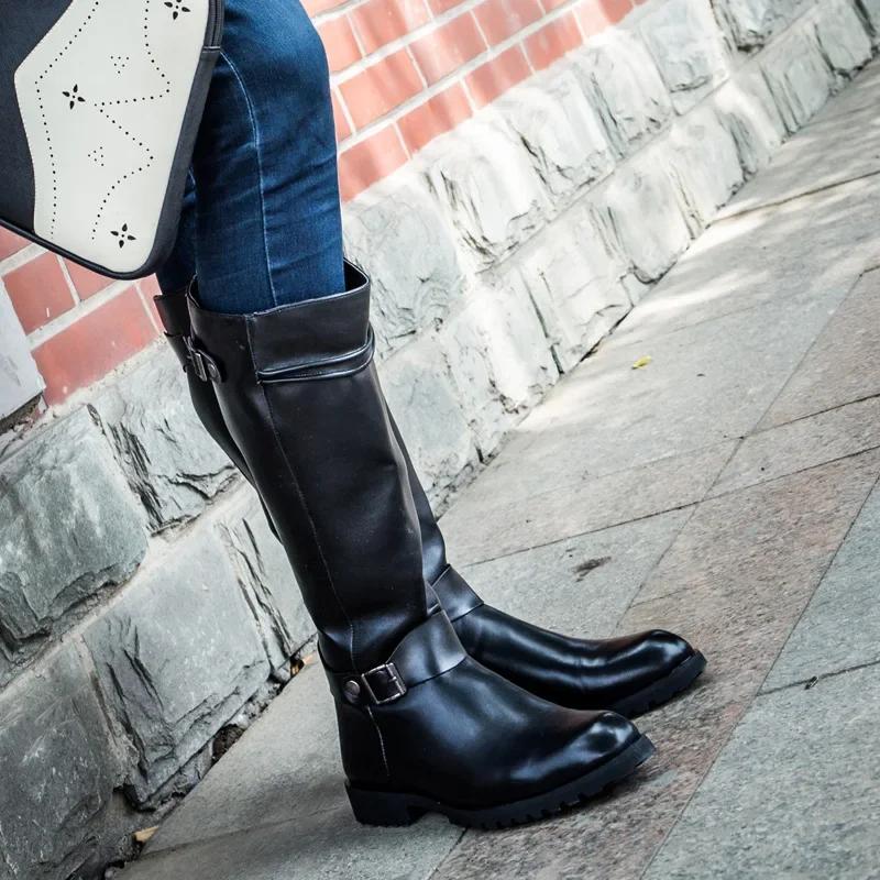 High Quality Plus Size 37-46 Punk Style Gothic Knee High Motorcycle Boots for Men Soft Leather Long Boots Thigh High Boots Botas