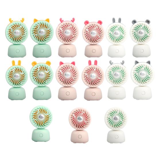 Desktop Small Fan Cartoon Animal Ear Shape USB Powered Bedroom Desk Fan Adjustable Wind Speeds Anti-Slip Base Fan