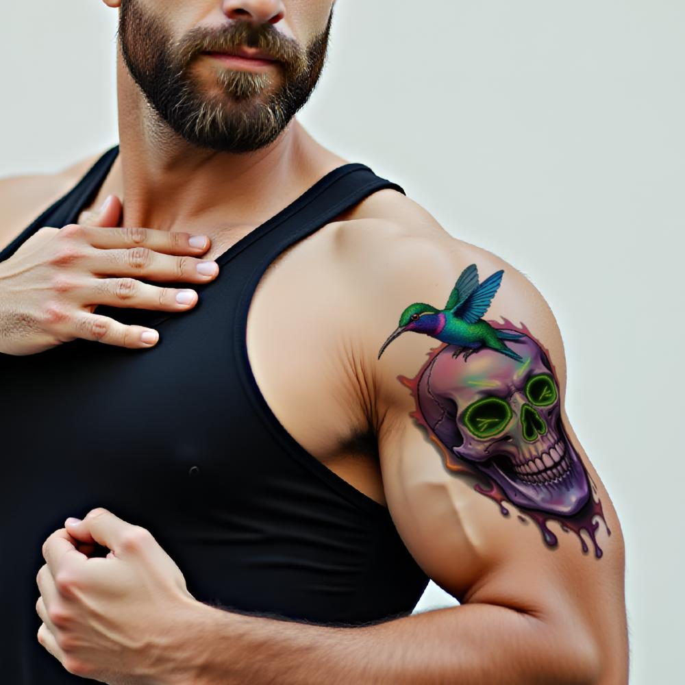 3pcs Temporary Tattoo Realistic Temporary Tattoos Skull With Flowers Skull With Butterfly Skull With Worm For Adults Women