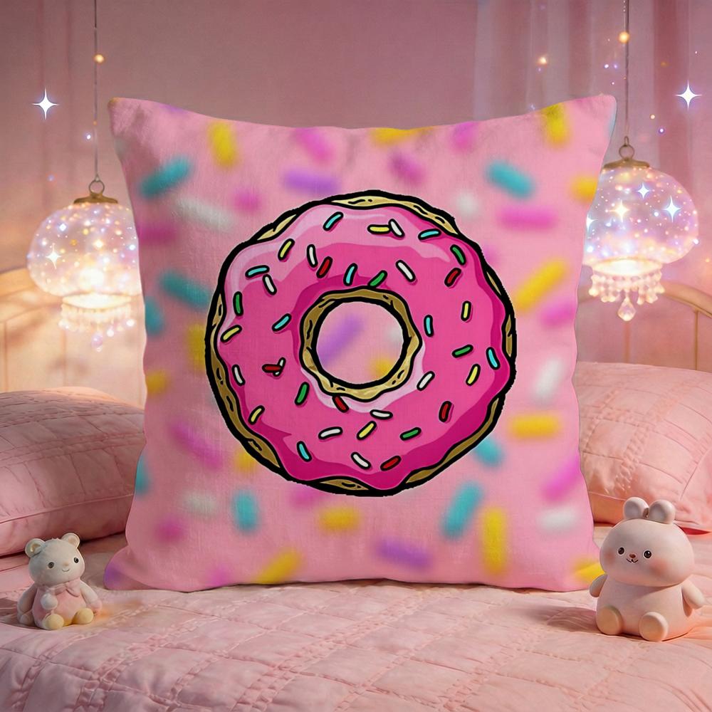 Sweet Donut Sprinkle Cushion Cover Premium Comfort Reversible Pillow Cove Two In One Design for Any Room Car Interior