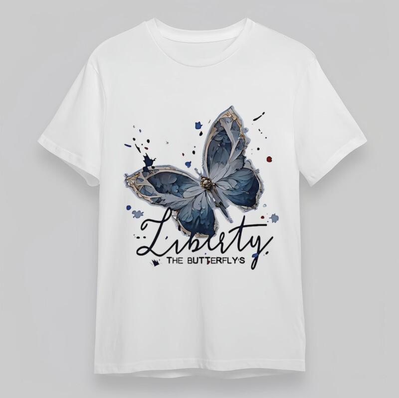 

Women s Oversize Classic T-Shirt Liberty Butterfly Splatter Art Print Cotton Tee 2XL