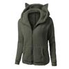 Women's Fashion Solid Color Sweatshirt Loose Hooded Fleece Zipper Jacket Top