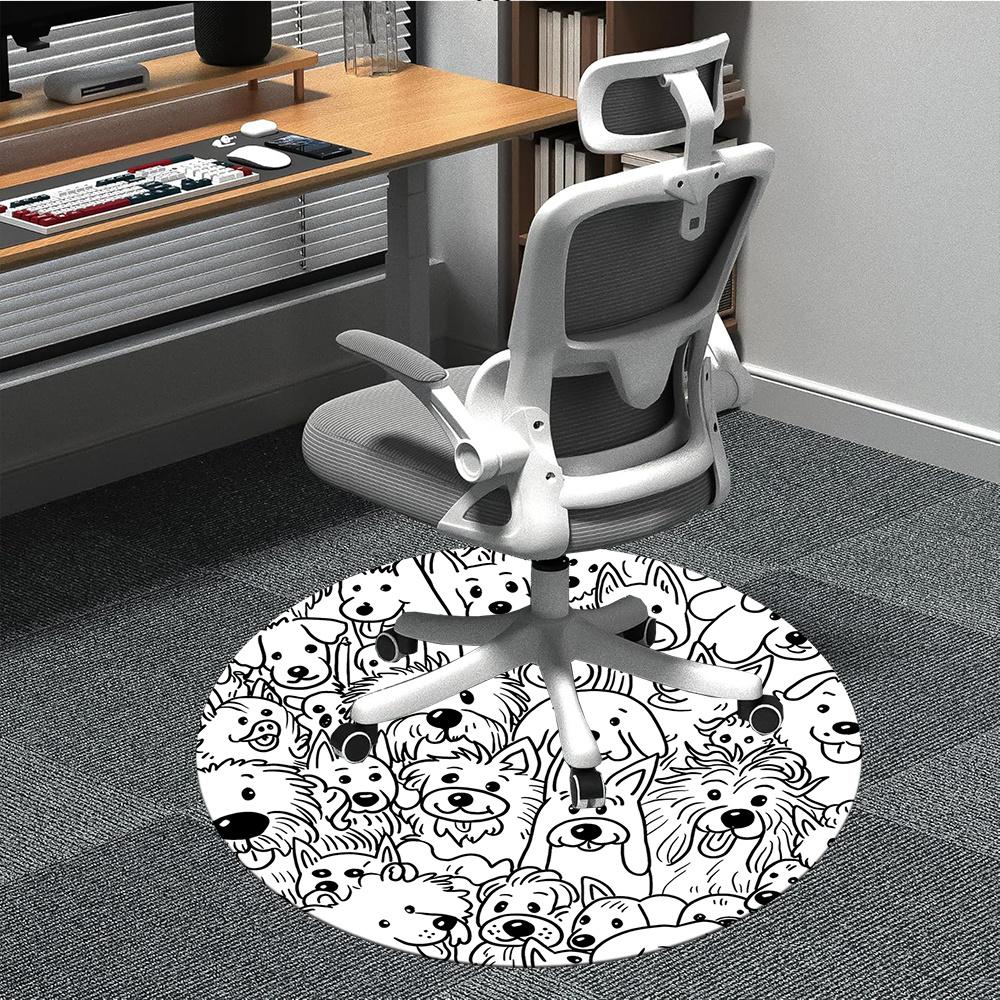 

1pc Puppies Dogs Office Round Area Rug, Indoor Mat Suitable ForOffice, Under Office Chairs Bedroom Living Room Home Decor, Room Decot183 80cm by 80cm