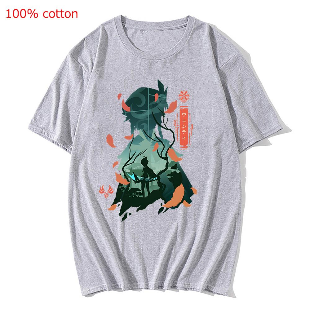 Genshin Impact Printing Tshirts Xiao Venti Print Tee Shirts Hu Tao Zhong Li Graphic T-shirt Kaedehara Kazuha Raiden Shogun Tees