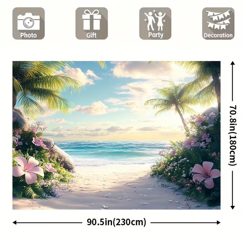 Paradise Beach Tapestry for Travel Lovers, Nature and Coastal Style Room