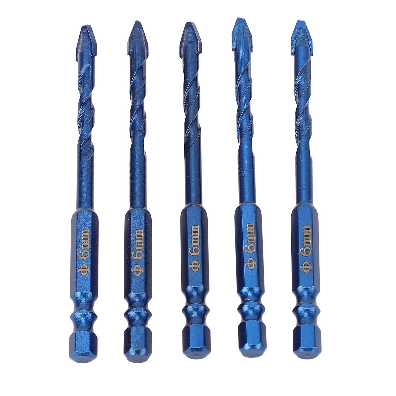 

5 Pcs Eccentric Drill Bit 6mm Drilling 14in Hex Shank Tungsten Steel Crooked Drill Bit for Masonry