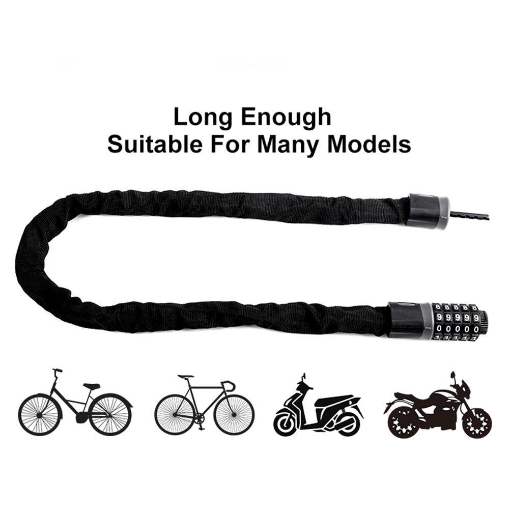 Long Safety Chain Password  Lock For Bike Anti Theft Steel Motorcycle Lock Cycling Electric Bike Accessories