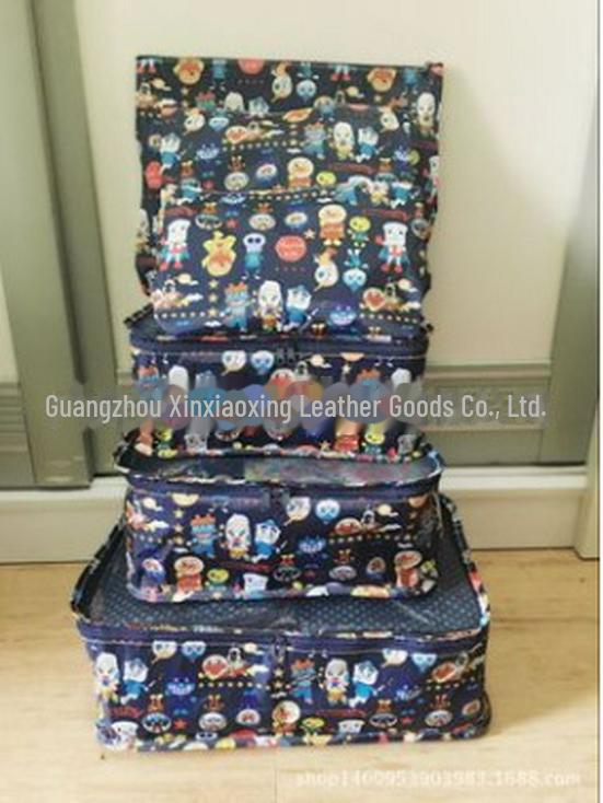 Cartoon Merlot Waterproof Cinnamon Pudding 6-Piece Travel Clothing Storage Set