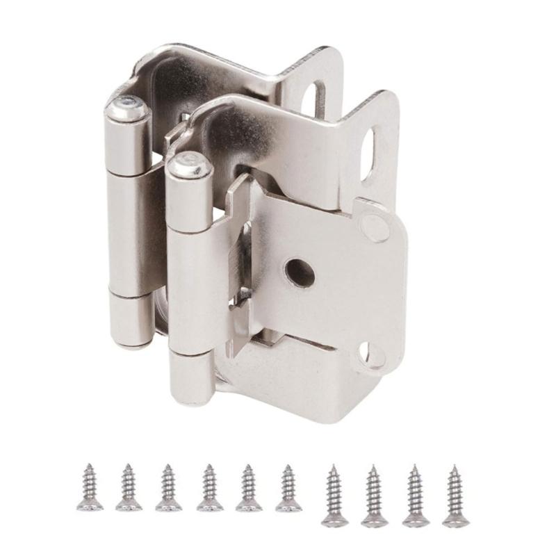 Набор из 2 старинных стальных закрывающихся дверных петель для шкафа, накладки 1/2 дюйма, полускрытый дизайн, портативные для дверцы кухонного шкафа серебряный