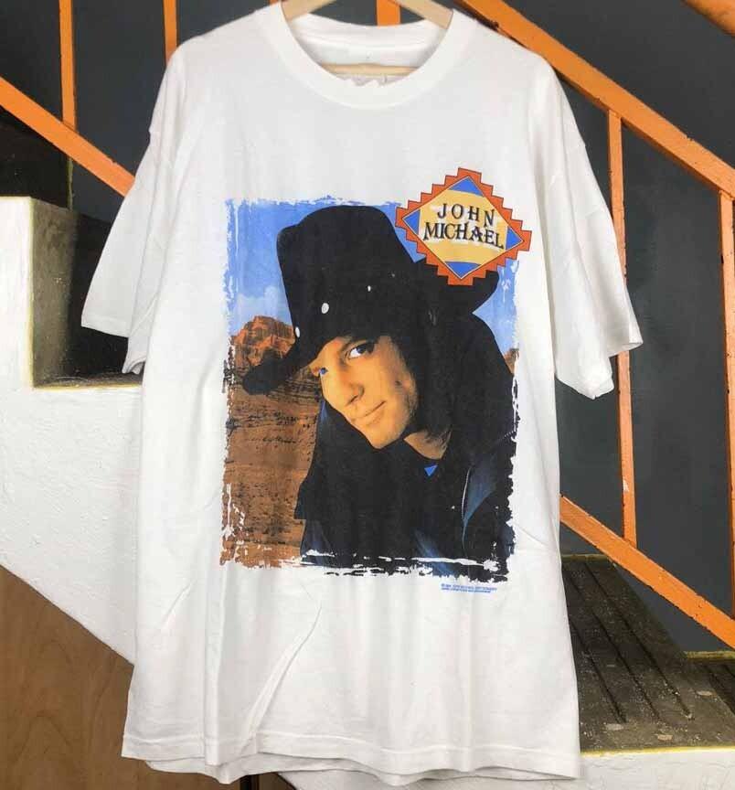 90s Style John Michael Montgomery Tour Shirt White Unisex S-5XL 1J0318 Unisex T-Shirt L