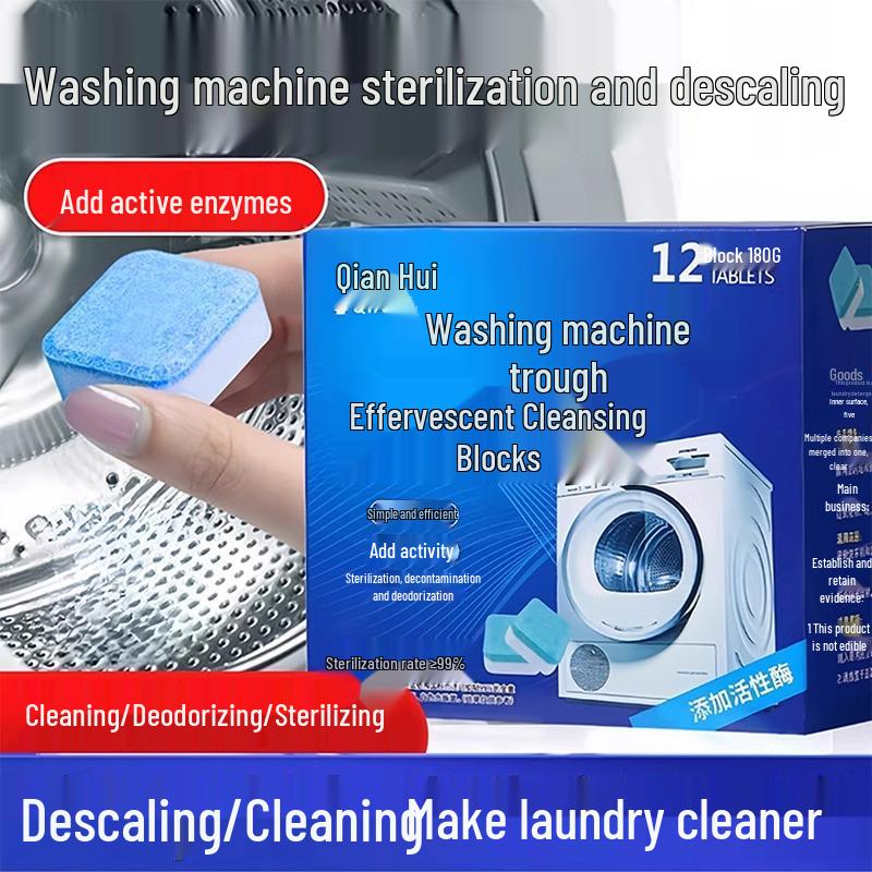 Brausetabletten zur Waschmaschinenreinigung für automatische Desinfektion und Fleckenentfernung.