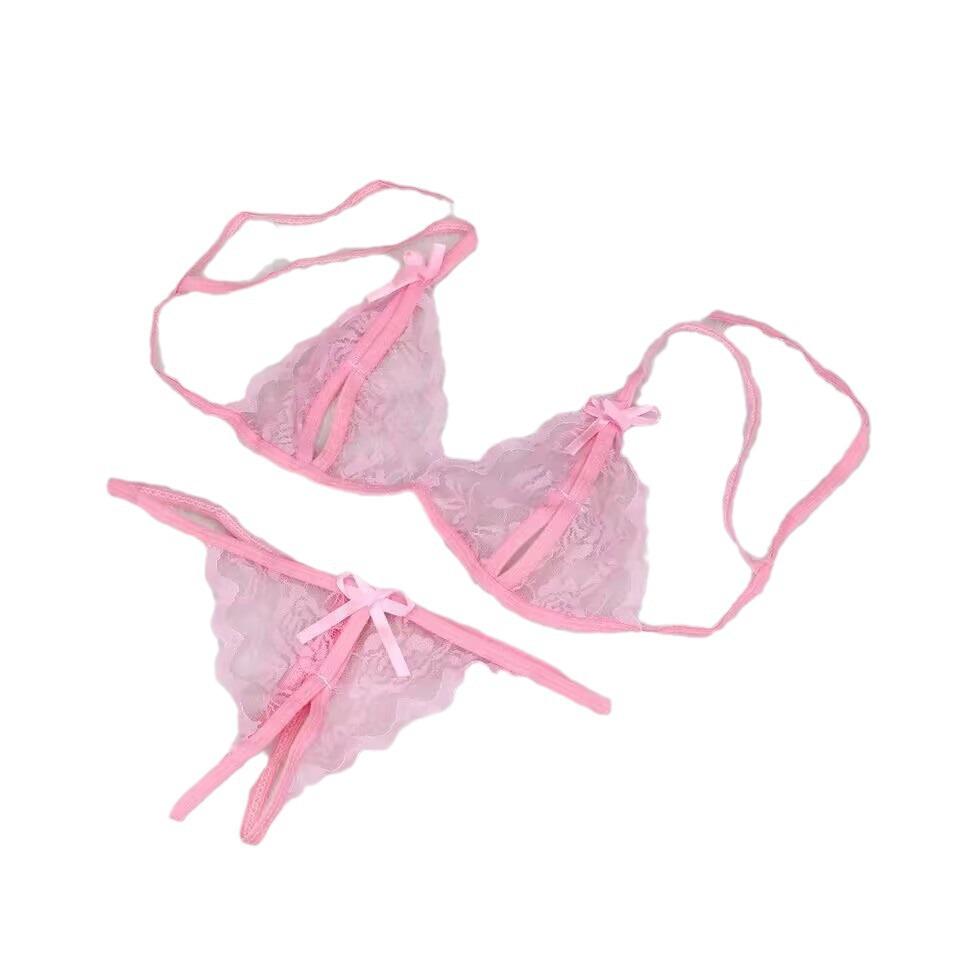 Seductive Lace See-Through Lingerie Set with Open Crotch