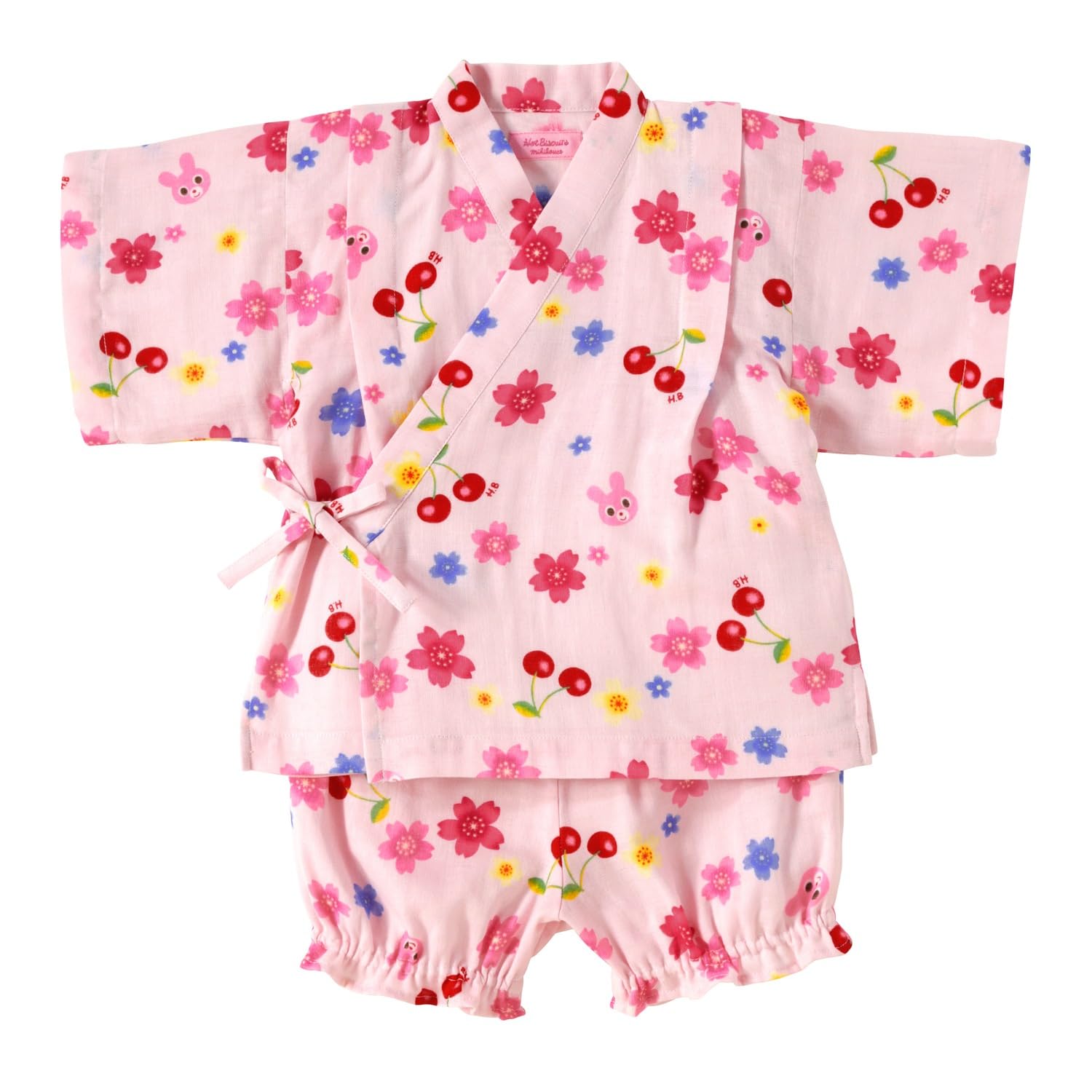 

MIKIHOUSE HOT BISCUITS Jinbei Suit for Boys and Girls, Pink, 90cm, Product Number: 72-7504-685