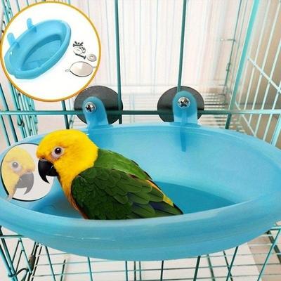 Parrot Shower Supplies with Mirror Bird Cage Accessories Pet Toys Mirrored Bird Bath Pet Cage Bath Basin Parrot Bath Basin