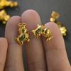 24k Gold-Plated Copper Zodiac Horse Rocking Horse Pendant for Jewelry and DIY Accessories