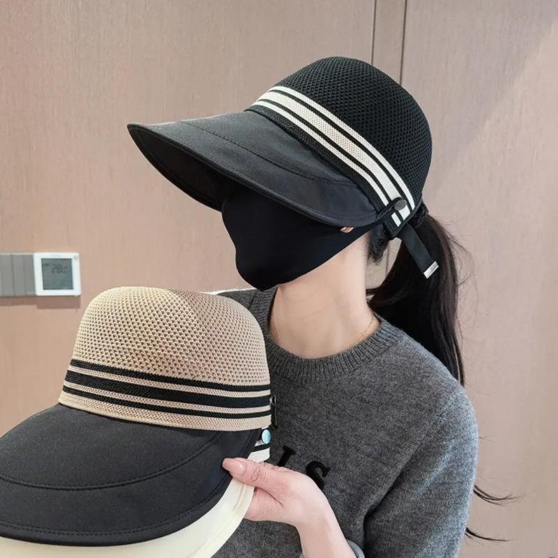 Hat Women's cap Empty top sun protection visor Big head circumference Small ponytail Internet celebrity Outdoor lady