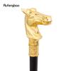 Golden Race Horse Bristle Head Fashion Walking Stick Decorative Cospaly Vintage Party Fashionable Walking Cane Crosier 93cm