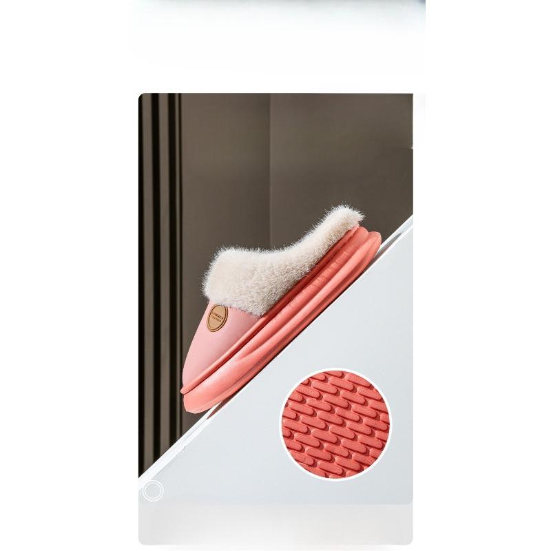 Plush Shoes for Women's Indoor Home Warmth Thick-soled Cotton Slippers