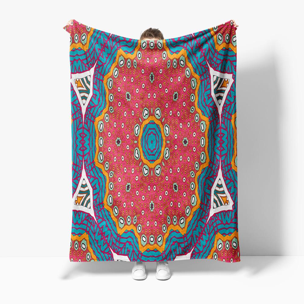 Psychedelic Geometric Tribal Pattern Blanket Abstract Colorful Throw Blanket Boho Bedspread Festival Blanket Home Decor 130x150cm51x59in