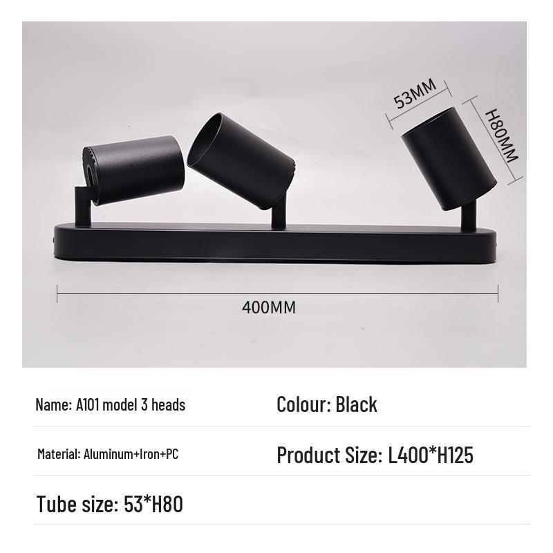 Dual & Triple-Head Ceiling-Mounted LED Track Spotlight with Adjustable Angle & Rotating Function for Cloakroom