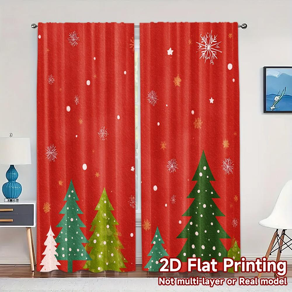 

Set Of 2 Flat Printing Jit Curtains Without Rod Festive Pup Magic Chic Curtain Fabric Polyester Easy Install W100*H70(CM)-Hooks&1PCS