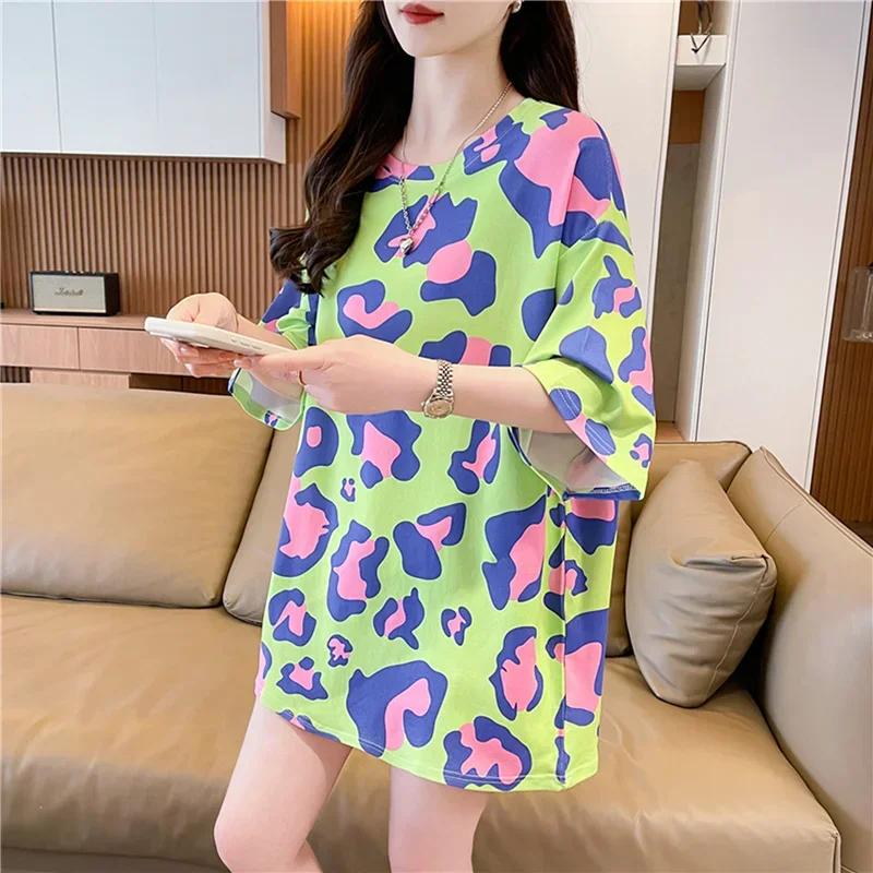 Sommer Vintage Print T-Shirt Mode Damen Übergroß Grafik Langarm T-Shirts Y2k Oberteile Harajuku Hip Hop Streetwear Jugend