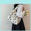 Trendy Street Style Heart Pattern Floral Canvas Tote Bag For Students Daily Use