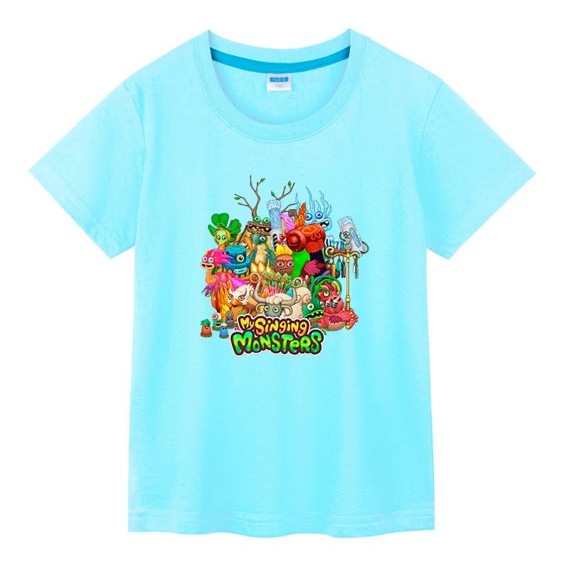 

My singing monsters Дитячі футболки з короткими рукавами Літні новинки 100% бавовна Хлопчики Дівчата Дитячі сорочки Топи Повсякденний дитячий одяг 120 світло-синій колір