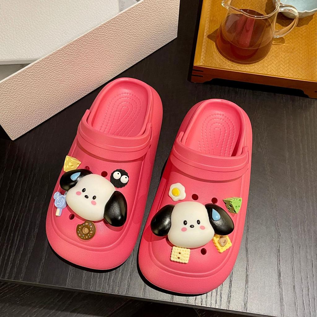 Summer new cute cartoon puppy hole shoes platform bag head slippers women's summer 2025 outer hole shoes
