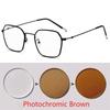 Literary Retro Square Glasses Frame Thin Metal Glasses Men Women Myopia UV Protection Diopter -0.5 -1.0 -1.5 -2.0 To -6.0