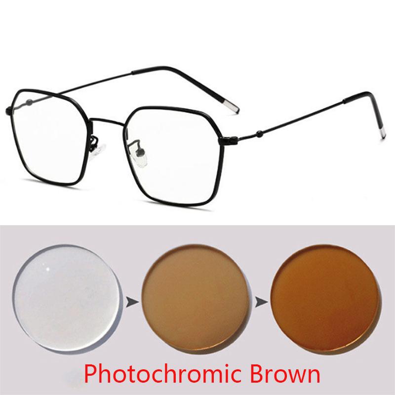 Literary Retro Square Glasses Frame Thin Metal Glasses Men Women Myopia UV Protection Diopter -0.5 -1.0 -1.5 -2.0 To -6.0