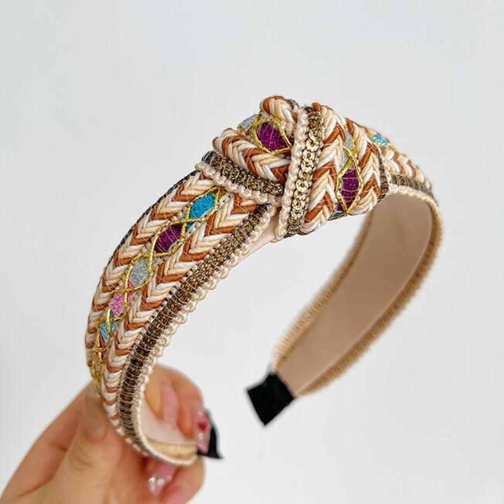 PROLY New Fashion Headband For Women Shining Bohemia Hairband For Adult Center Knot Casual Turban Summer Hair Accessories