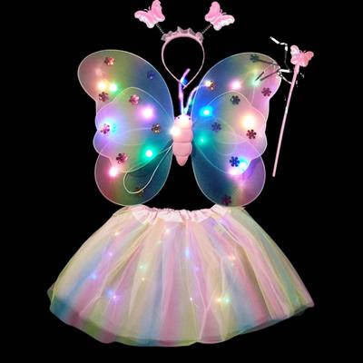 1 Set leuchtende Schmetterlingsflügel-Set für Kinder, leuchtende Flügel, Outfit für Halloween-Kostüm-Party-Dekoration
