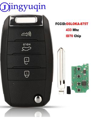 Jingyuqin 4 Buttons 433 Mhz ID70 Chip Car Remote Key Shell For KIA K3 K2 K5 Rio Sorento Carens Cerato Forte Car Key OSLOKA-875T